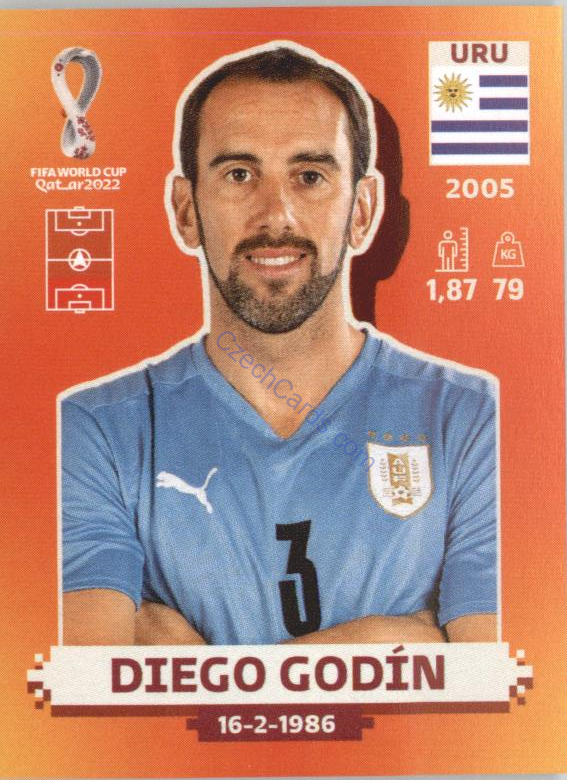 Diego Godín 2022 Panini WC Qatar Sticker #URU 7