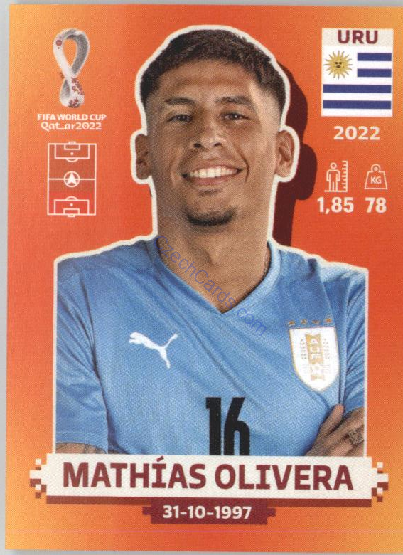 Mathías Olivera 2022 Panini WC Qatar Sticker #URU 8