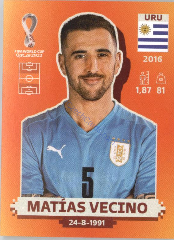 Matías Vecino 2022 Panini WC Qatar Sticker #URU 15