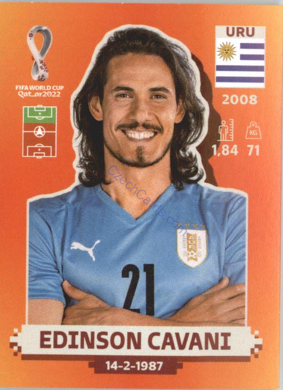 Edinson Cavani 2022 Panini WC Qatar Sticker #URU 16
