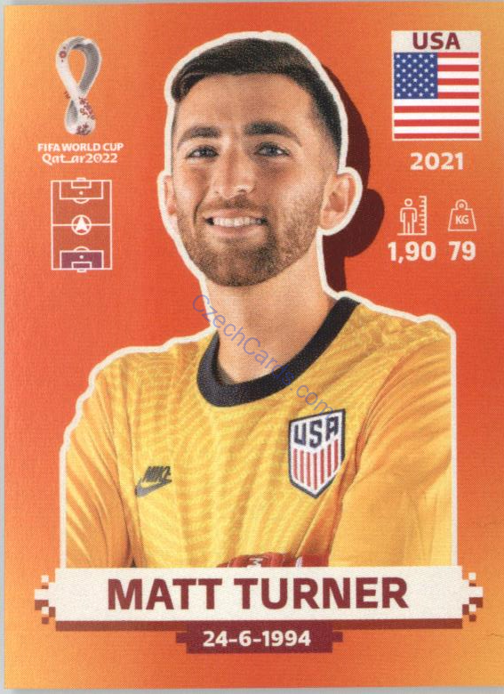 Matt Turner 2022 Panini WC Qatar Sticker #USA 2