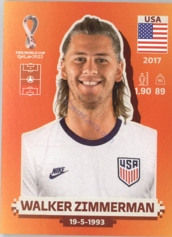 Walker Zimmerman 2022 Panini WC Qatar Sticker #USA 9