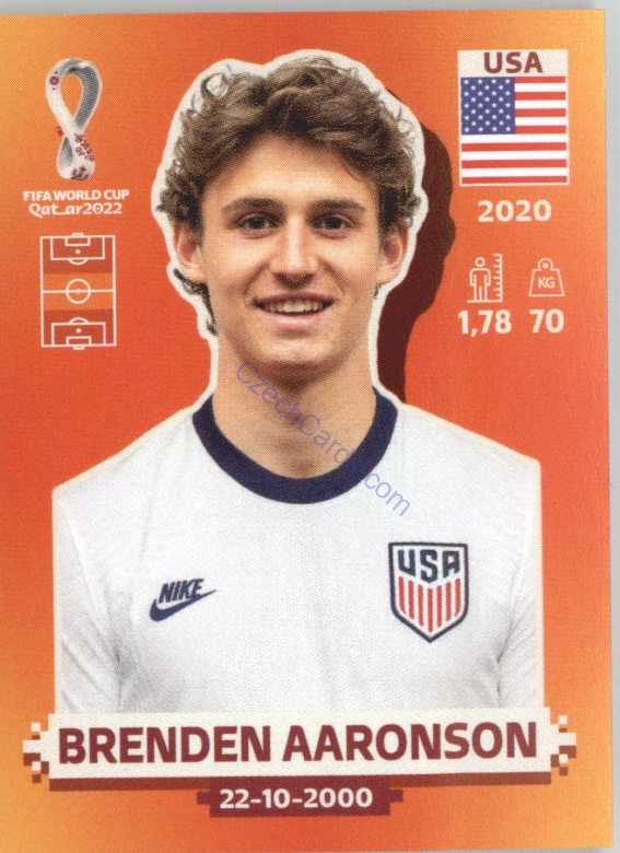 Brenden Aaronson 2022 Panini WC Qatar Sticker #USA 10