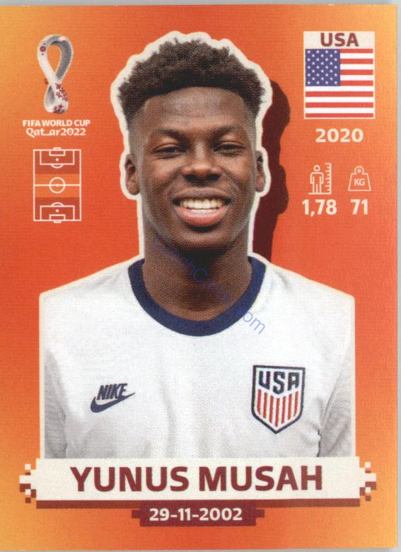 Yunus Musah 2022 Panini WC Qatar Sticker #USA 14