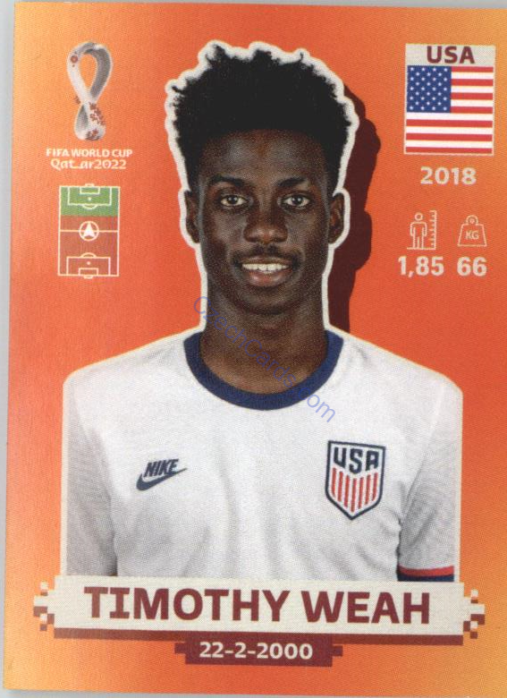 Timothy Weah 2022 Panini WC Qatar Sticker #USA 19