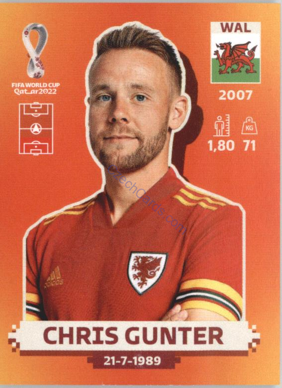Chris Gunter 2022 Panini WC Qatar Sticker #WAL 6