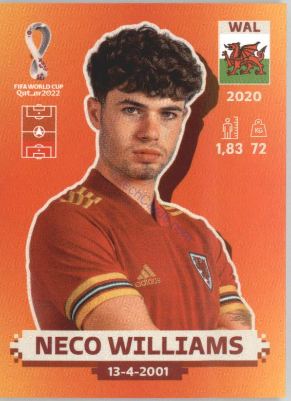 Neco Williams 2022 Panini WC Qatar Sticker #WAL 10
