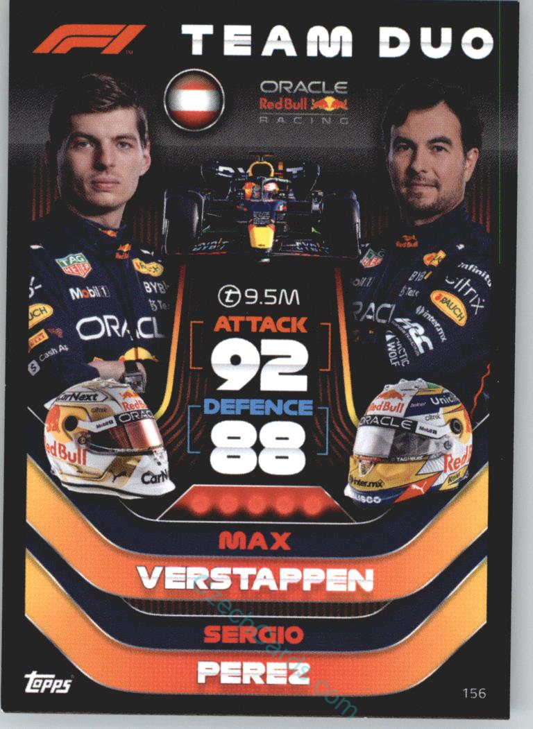 Max Verstappen / Sergio Perez Red Bull 2022 Turbo Attax #156