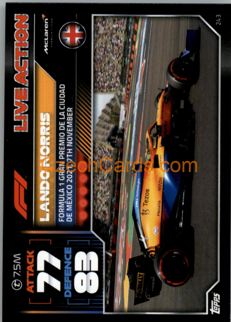 Lando Norris (McLaren) 2022 Turbo Attax #243