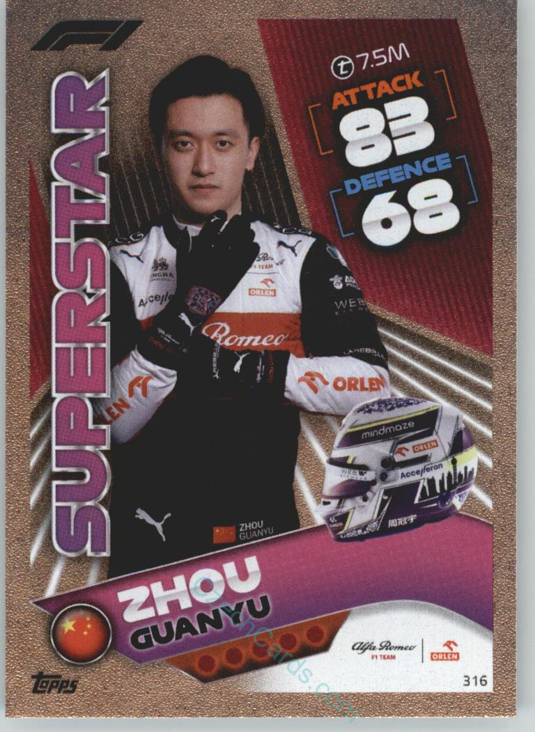 Zhou Guanyu (Alfa Romeo) 2022 Turbo Attax #316
